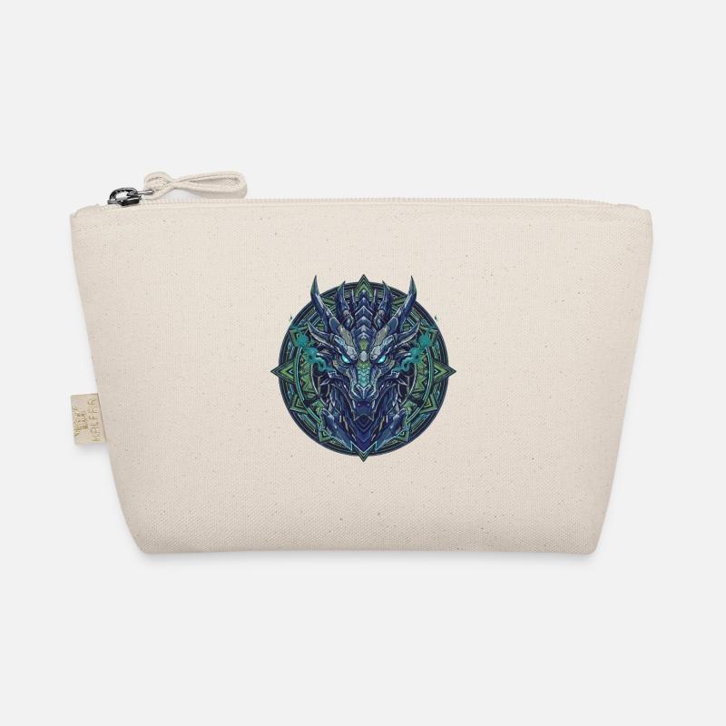 Teal Dragon - Mandala - Organic Pouch - nature