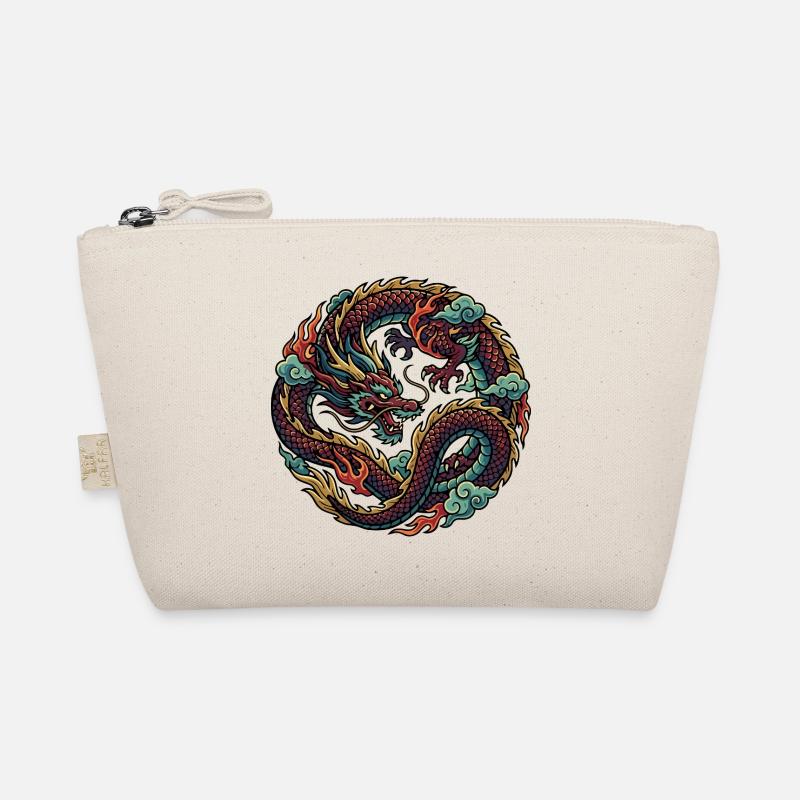 Kreisender Feuerdrache cooles Drache Feuer Motiv Bio-Täschchen