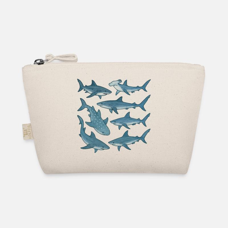 Blue Shark Parade Ocean Print Organic Pouch