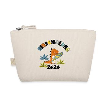 Einschulung 2026 - Dino mit Schultüte - Bio-Täschchen - Natur - Vorne