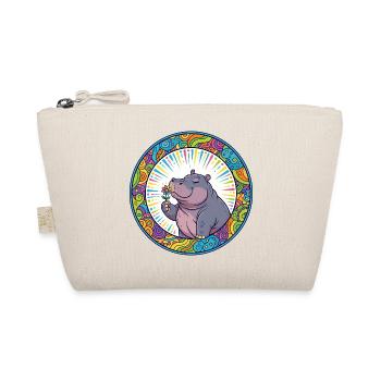 Hippopotame joyeux avec un motif d’enfants fleuris - Trousse biologique - nature - Devant