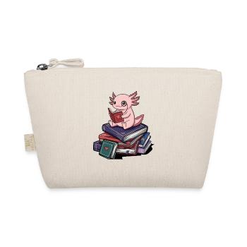 Bookworm Axolotl Fish Reading Books Art - Organic Pouch - nature - Front