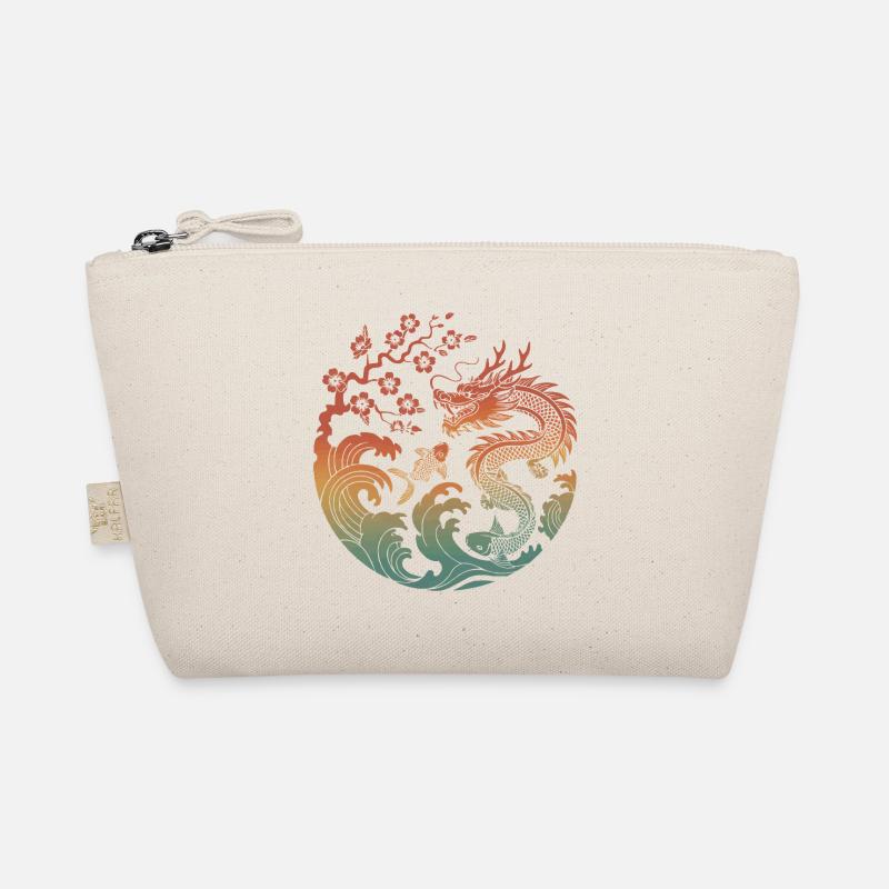 Drache & Koi Kreisdesign - Bio-Täschchen - Natur