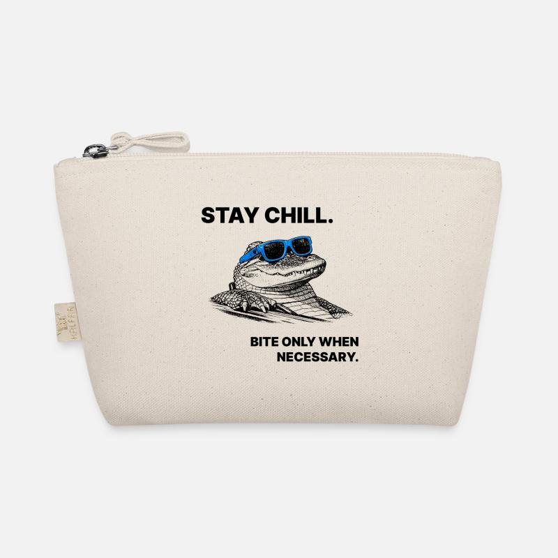 Stay Chill – Crocodile Saying Halftone Style Organic Pouch