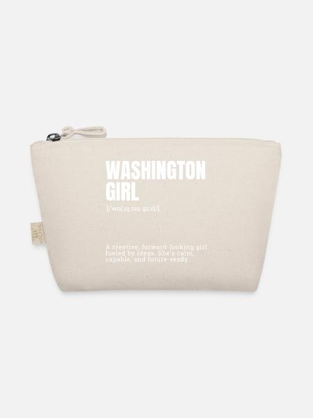 Washington Girl Typo Portrait - Organic Pouch - nature - Front