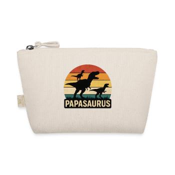 Papasaurus Dino Retro Sonnenuntergang - Bio-Täschchen - Natur - Vorne