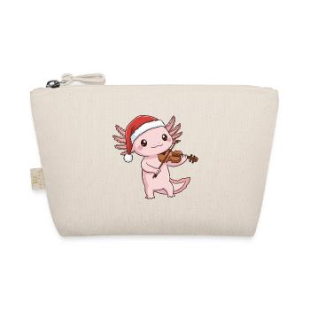 Christmas Axolotl Fish Playing Violin Art - Organic Pouch - nature - Front
