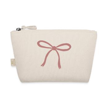 Rosy Ribbon Bow Print - Organic Pouch - nature - Front