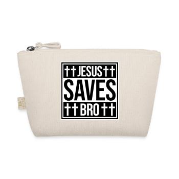 Jesus Saves Bro Funny Religious Saying Faith Logo - Organic Pouch - nature - Front
