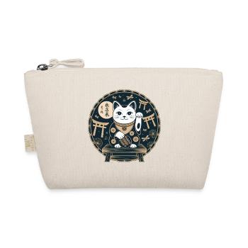 Lucky Cat Ukiyoe Gold on Navy - Organic Pouch - nature - Front