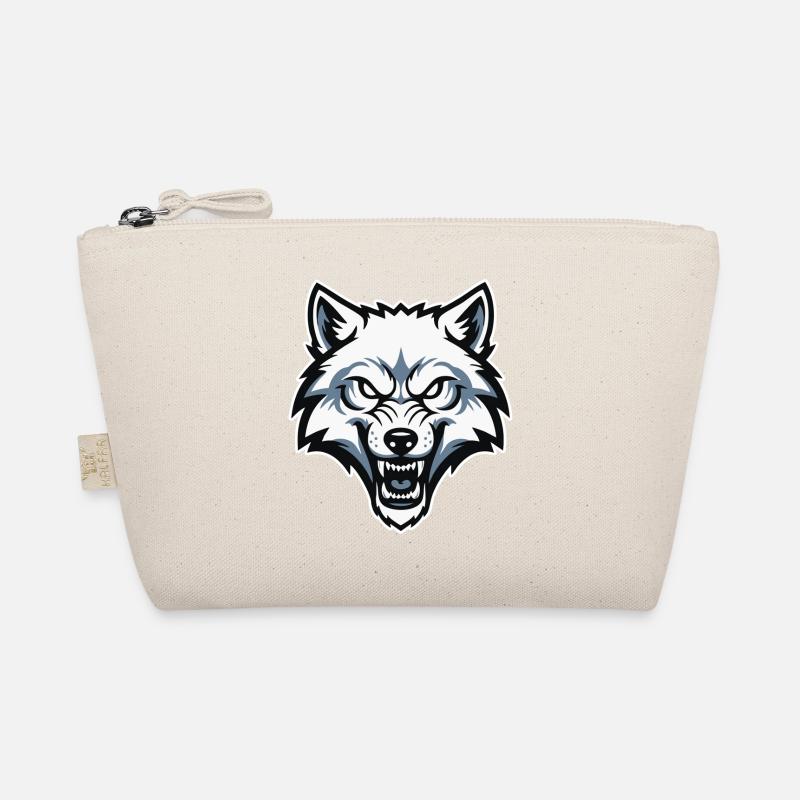 Wild Arctic White Wolf Maskottchen-Maskottchen-Logo Bio-Täschchen