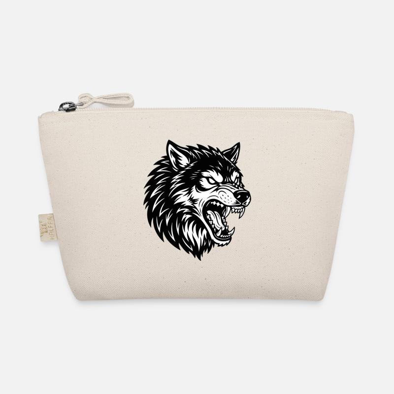 Wolf Schwarz-Weiß Wolf Alpha Maskottchen-Logo Bio-Täschchen