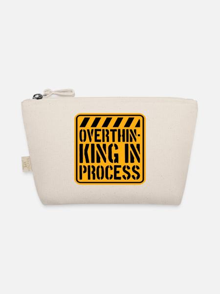 Overthinking In Process Funny Brooding Saying Logo - Organic Pouch - nature - Front