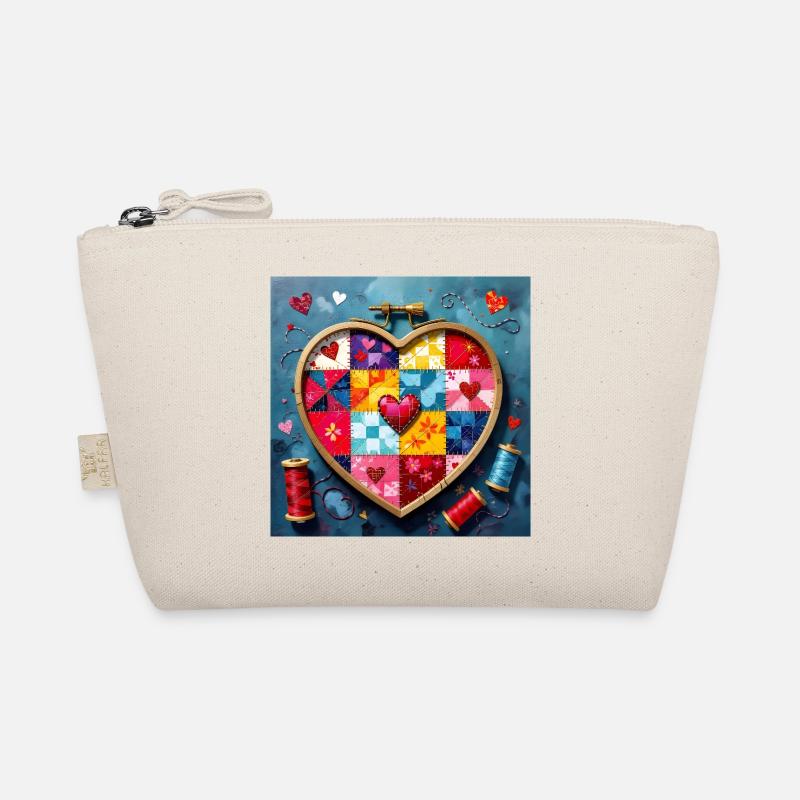 Patchwork Herz Quiltkunst Bio-Täschchen