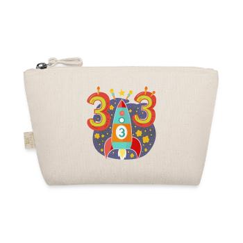 Anniversaire 3 ans Rocket Boy Trois - Trousse biologique - nature - Devant