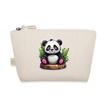 Cartoon-Panda sitzt auf Bambus - Bio-Täschchen - Natur - Vorne