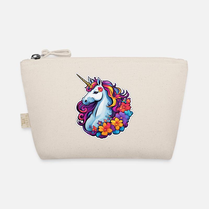 Regenbogenblumen-Einhorn Bio-Täschchen