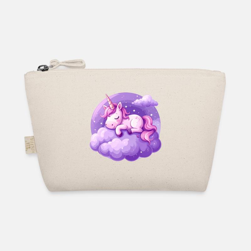 Pink unicorn sleeping on a purple cloud Organic Pouch