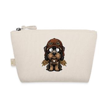 Steampunk Aviator Dog Brass Mechanical Wings - Organic Pouch - nature - Front