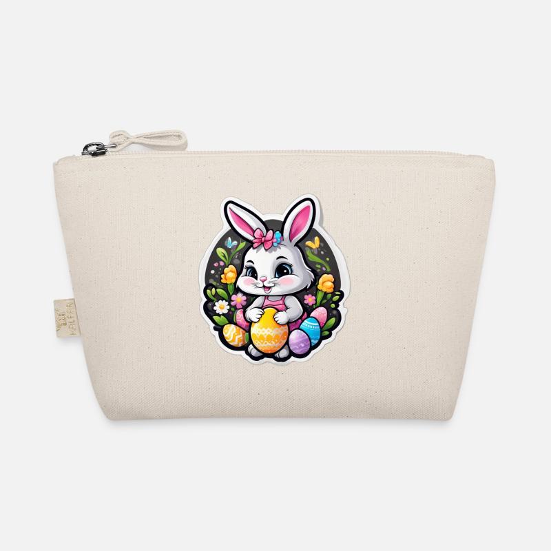 Spring rabbit and colorful eggs - Organic Pouch - nature
