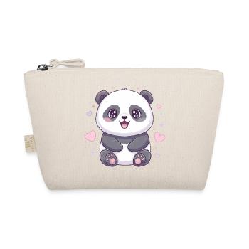 Kawaii Panda with Hearts - Organic Pouch - nature - Front