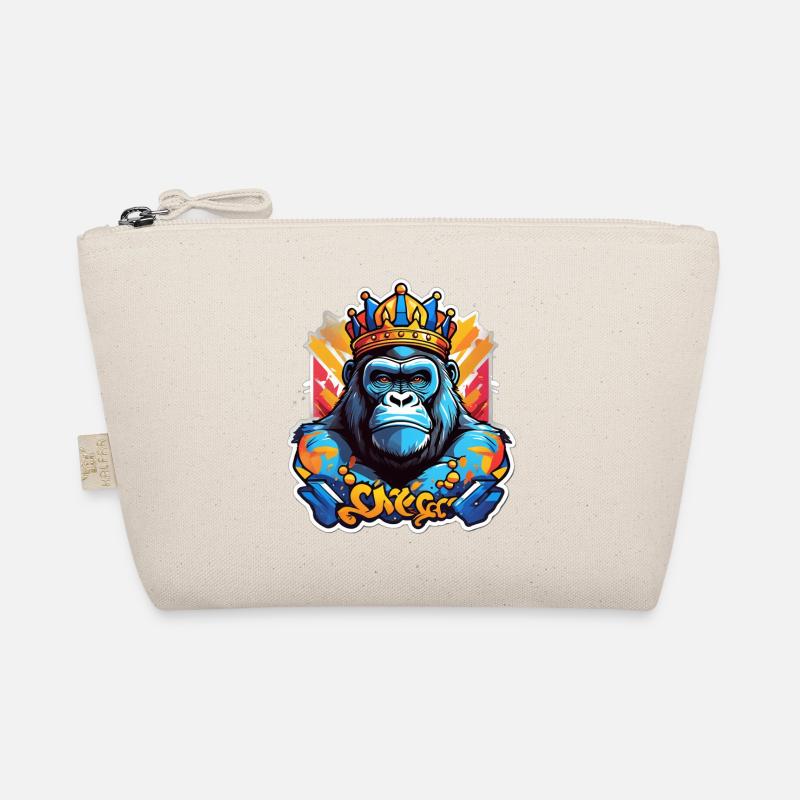 Blue Gorilla Crowned Graffiti - Organic Pouch - nature
