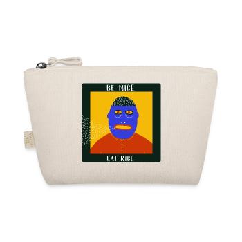 Be Nice Eat Rice: Quirky Surreal Folk Art Graphic - Organic Pouch - nature - Front
