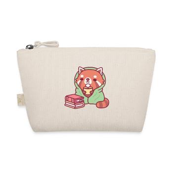 Un mignon panda roux qui se détend avec du thé et des livres - Trousse biologique - nature - Devant