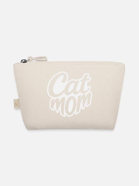 Cat Mom, Cat Mom Lettering - Organic Pouch - nature - Front