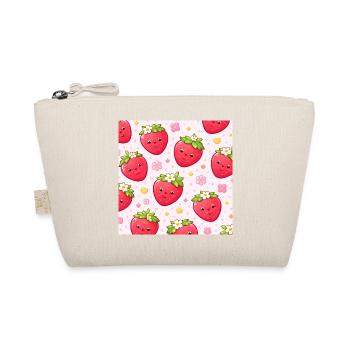 Kawaii Strawberry Polka Dot Pattern Pink - Organic Pouch - nature - Front
