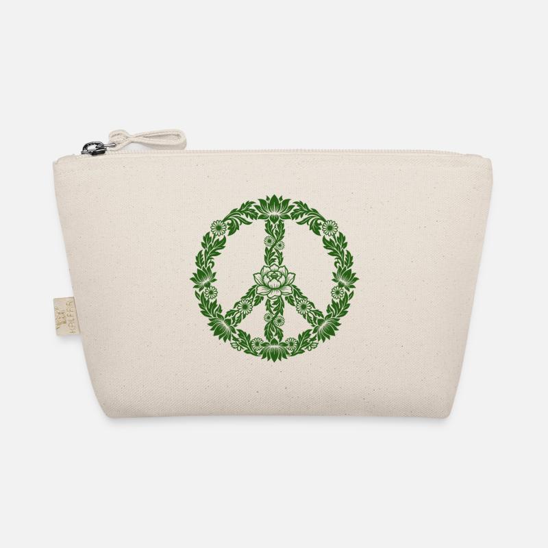 Peace Sign Floral Boho Style Organic Pouch