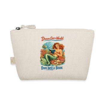 Retro Mermaid: Dive Into a Book Pin-up - Organic Pouch - nature - Front