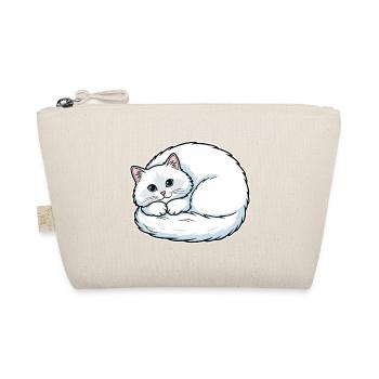 Chat Blanc Angora Yeux Bleus Enroulé Mignon - Trousse biologique - nature - Devant