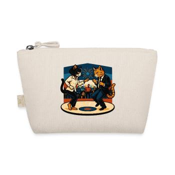 Two Retro Cats Dancing – Vintage Style - Organic Pouch - nature - Front
