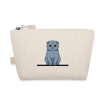 Scottish Fold Cat Grey Amber Eyes Portrait - Organic Pouch - nature - Front