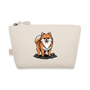 Pomeranian Miniature Spitz Dog on Cute Rock - Organic Pouch - nature - Front