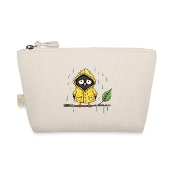 Rainy Owl in Yellow Raincoat - Organic Pouch - nature - Front