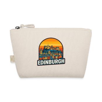 Edinburgh Skyline Retro Sunset Castle Design - Organic Pouch - nature - Front