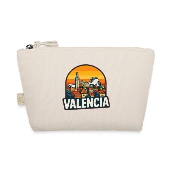 Valencia, Spanien Retro-Sonnenuntergangs-Skyline-Design - Bio-Täschchen - Natur - Vorne