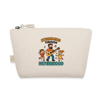 Strumming Through Fatherhood Guitar Dad Shirt - Organic Pouch - nature - Front