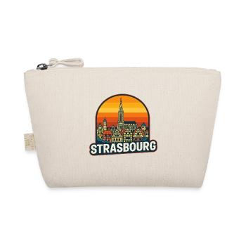 Strasbourg Retro Sunset Vintage Skyline Design - Organic Pouch - nature - Front