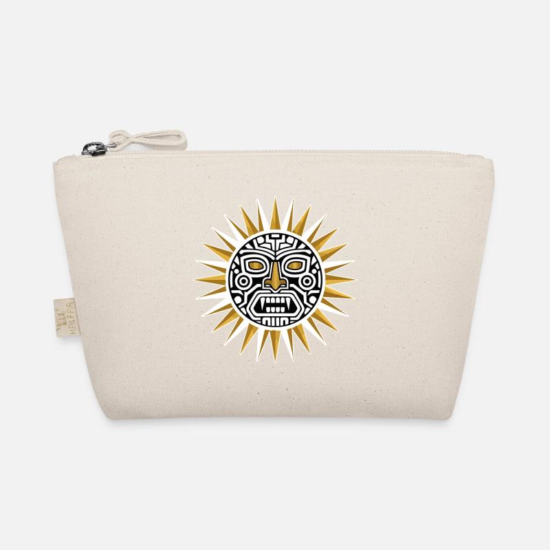 Sun Maya Inca Gold and White Totem Deity Organic Pouch
