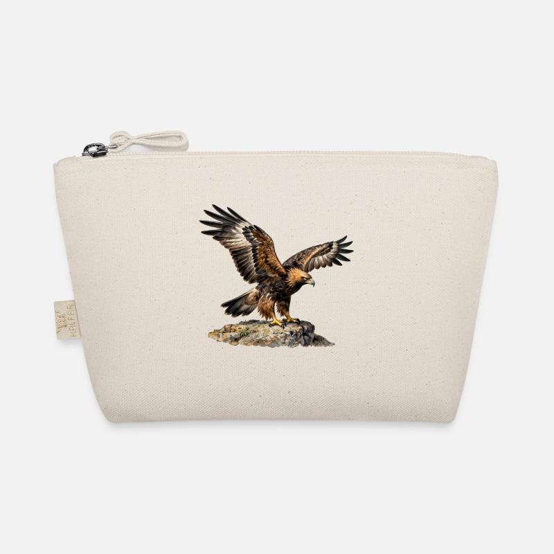 Eagle in flight on steep rock Organic Pouch