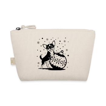 Cheerful Chihuahua with Christmas Bauble - Organic Pouch - nature - Front