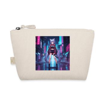 Neon cat runner in cyber city - Organic Pouch - nature - Front