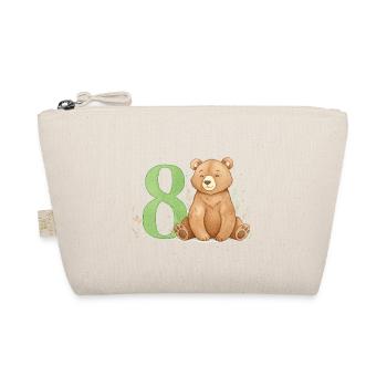 Watercolor Bear with Number 8 - Organic Pouch - nature - Front