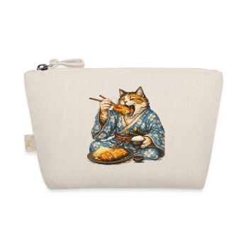 Samurai Cat Tonkatsu Japanese Food Ukiyo-e - Organic Pouch - nature - Front