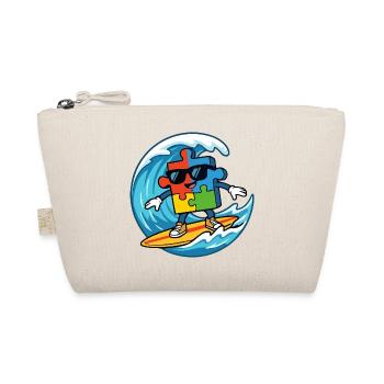 Cool Surfing Puzzle Piece Mascot Summer Beach Art - Organic Pouch - nature - Front