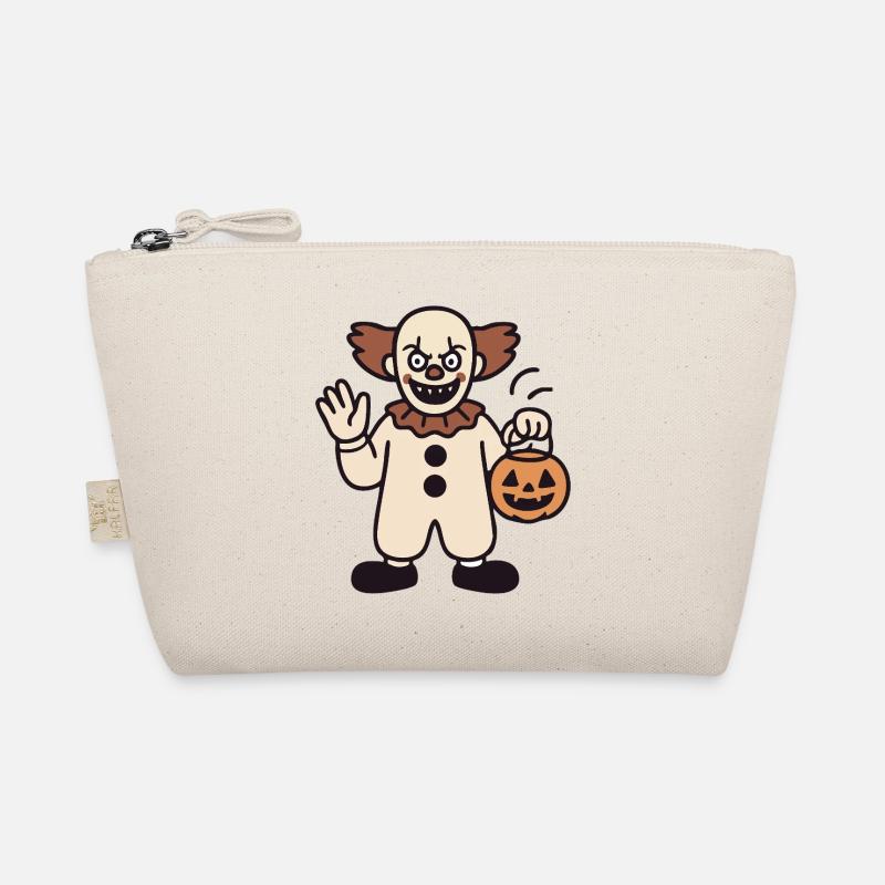 Halloween-Clown mit Kürbiseimer - Bio-Täschchen - Natur