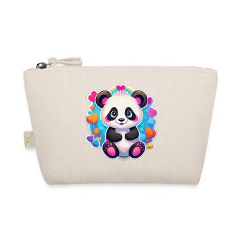 Rainbow Heart Panda - Organic Pouch - nature - Front